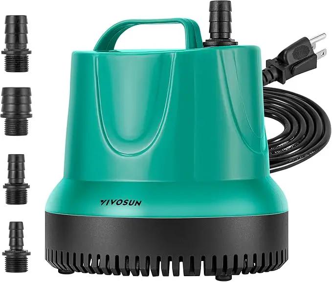 VIVOSUN 1150GPH 100W Submersible Pump for Fish Tank, Pond, Aquarium, Hydroponic Systems with 5ft Power Cord and 4 Nozzles Blue by GreenHaven Gardens