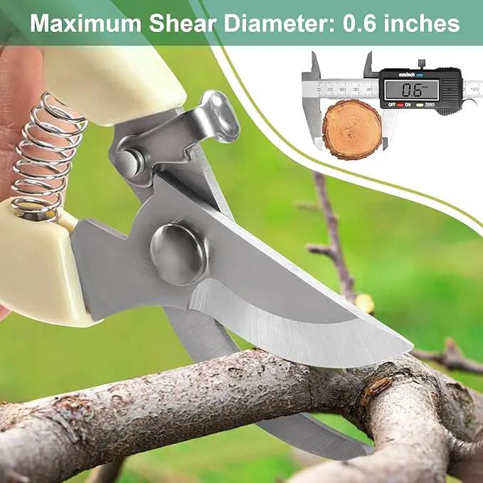 Premium garden shears, meperez pruning scissors gardening tools, pruners for flower, bushes, rose and fruit tree, use for florist, yard and orchard the plant clippers, sharp white steel anvil snips, 2 by GreenHaven Gardens
