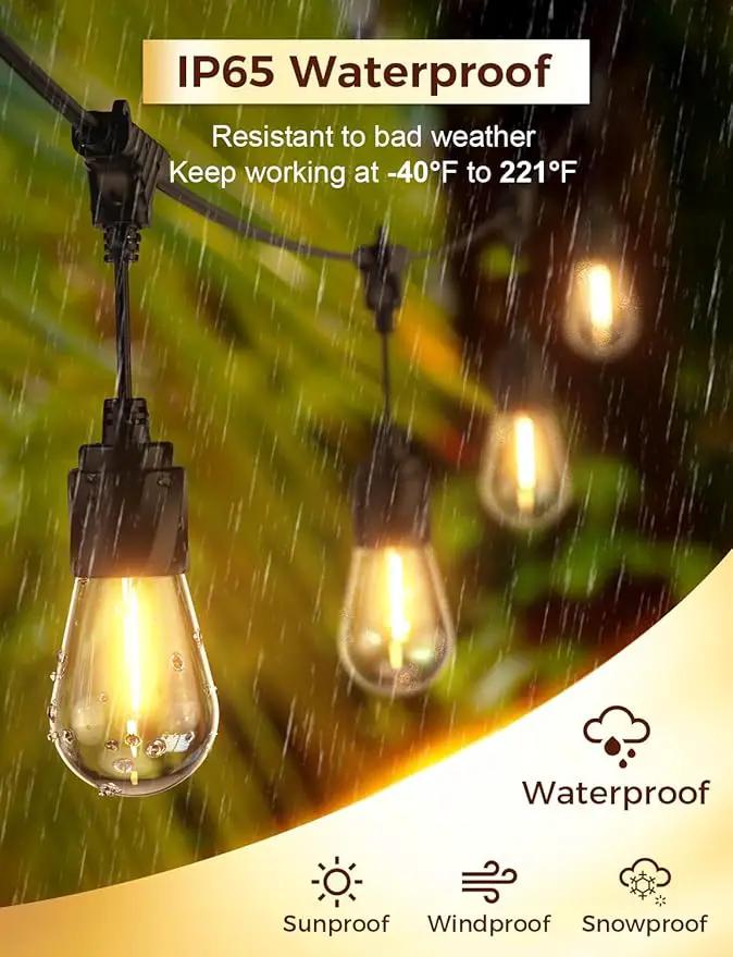 XMCOSY+ 120FT Outdoor String Lights Waterproof - LED Patio Hanging Lights for Outside Porch Backyard Gazebo Garden, Commercial Grade 42 Edison Bulbs by GreenHaven Gardens