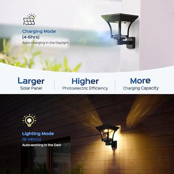CINOTON Outdoor Solar Landscape Pathway & Wall Lights with 2 Brightness Modes, IP65 Waterproof LED Solar Powered Garden Lights for Patio Lawn Porch Walkway Backyard Driveway Sidewalk Warm White 4 Pack by GreenHaven Gardens