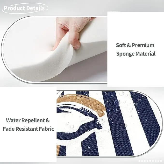 Indoor/Outdoor Chair Cushions 16x17 Inch, Patio Chair Cushions with Ties, All Weather Seat Cushions for Patio Furniture Home Garden Chair Use, Set of 4, Clemens Cabana Navy by GreenHaven Gardens