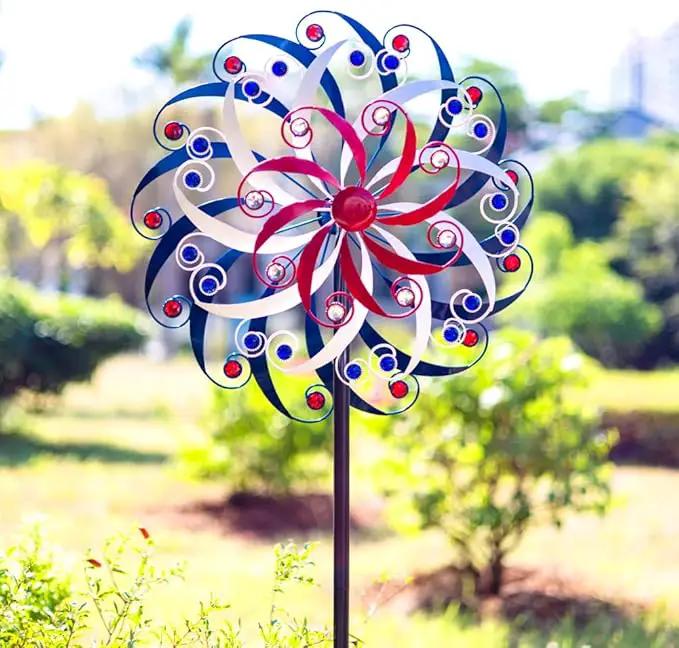 DREAMYSOUL Large Wind Spinners 20" Dia, Metal Patriotic Wind Sculpture Spinner Yard Art for Outdoor Garden Patio Decor by GreenHaven Gardens