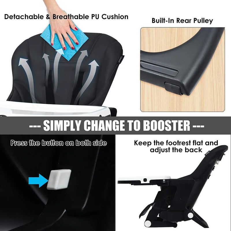 4-in-1 High Chair–Booster Seat with Adjustable Height and Recline by DirectDeals