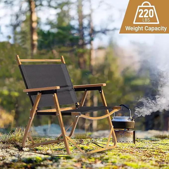 Outvita Portable Folding Camping Chair, Ultralight Low Beach Chair, Durable Aluminum Frame Armchairs for Hiking Concert Fishing Picnic, Supports 221Lbs by GreenHaven Gardens