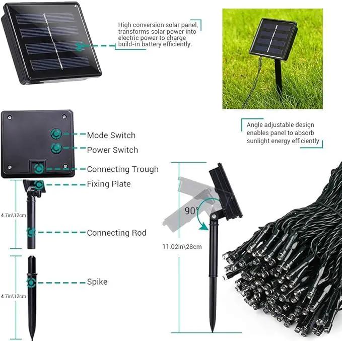Toodour Solar Christmas Lights, 2 Packs Total 144ft 400 LED 8 Modes Solar String Lights, Waterproof Solar Outdoor Christmas Lights for Garden, Patio, Fence, Balcony, Christmas Tree Decor - Blue by GreenHaven Gardens