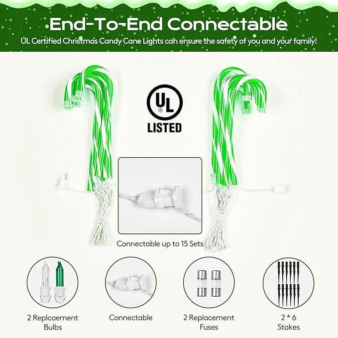 Christmas Candy Cane Lights 12Pcs Christmas Pathway Lights with 72 Count Incandescent Green Lights, Connectable 12 Inch Pathway Makers Lights for Indoor Outdoor Walkway Patio Yard Lawn Decorations by GreenHaven Gardens