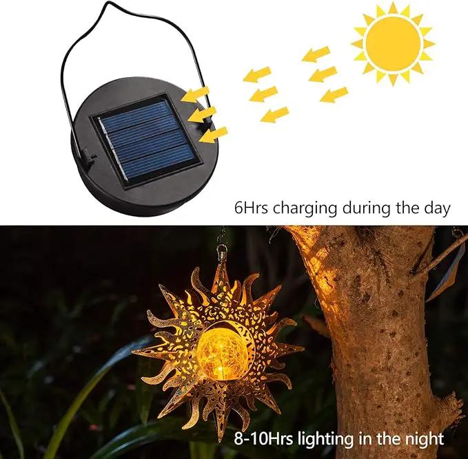 Solar Lights Outdoor Garden Decor Hanging Lanterns Decoration Metal Sunflower Gifts Waterproof for Yard Clearance Front Porch Lawn Driveway Patio Backyard Pathway Gardening Gift by GreenHaven Gardens