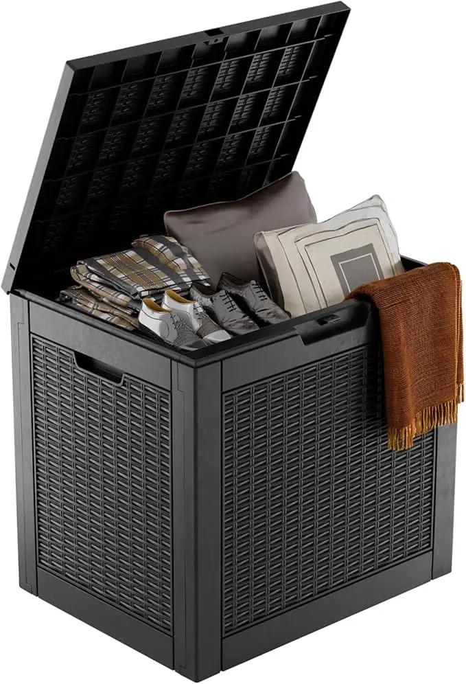 31 Gallon Outdoor Storage Box – Waterproof Deck Box for Garden & Patio,Black by GreenHaven Gardens
