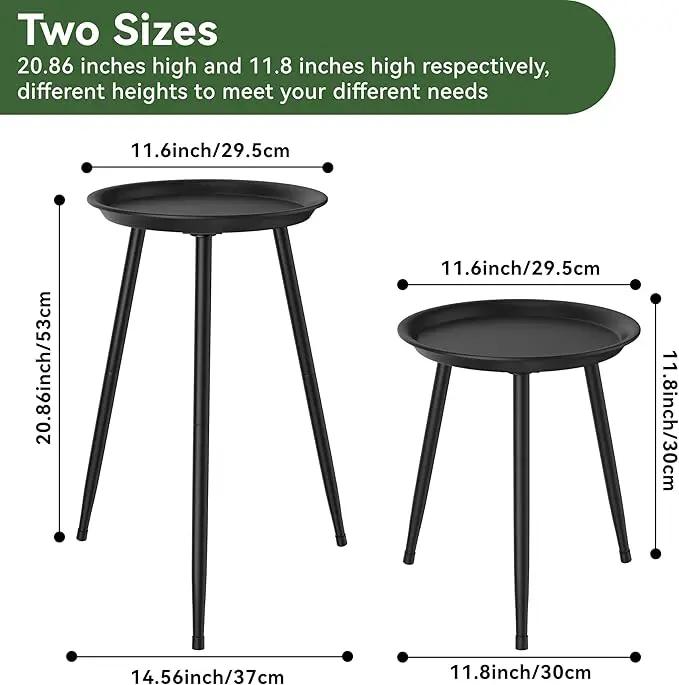 Indoor Plant Stand Metal Mid Century Tall Plant Table Flower Pots,Modern Plant Stand for Indoor Plants Outdoor Small Round Side Home Decor Shelf Heavy Duty Plant Holder End Table Black 2 Pack by GreenHaven Gardens