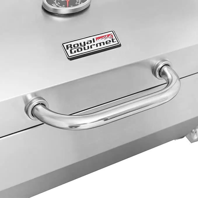 Royal Gourmet GT1001 Stainless Steel Portable Grill, 10000 BTU BBQ Tabletop Gas Grill with Folding Legs and Lockable Lid, Outdoor Camping, Deck and Tailgating, Silver by GreenHaven Gardens