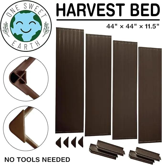Raised Garden Bed - 4x4 ft Planter Box - Brown HDPE - No Tools Needed - DIY Kit for Urban Gardening, Flowers, Herbs & Vegetables - Made in The USA by GreenHaven Gardens