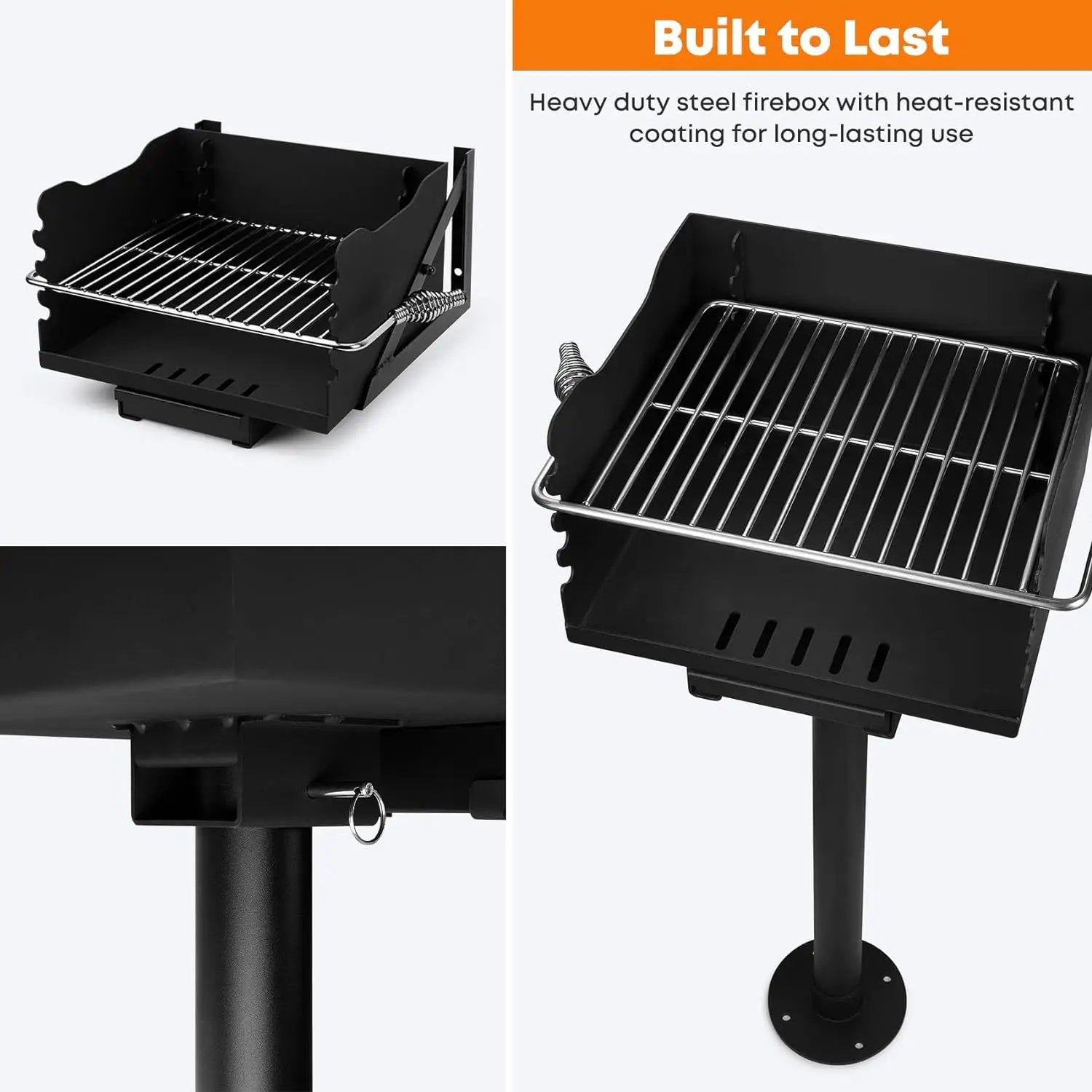 Stanbroil Charcoal Barbecue Grill for Outdoor, Heavy Duty Steel Park BBQ Grill with Stainless Steel Cooking Grate and Above/In Ground Post for Camping and Backyard by GreenHaven Gardens
