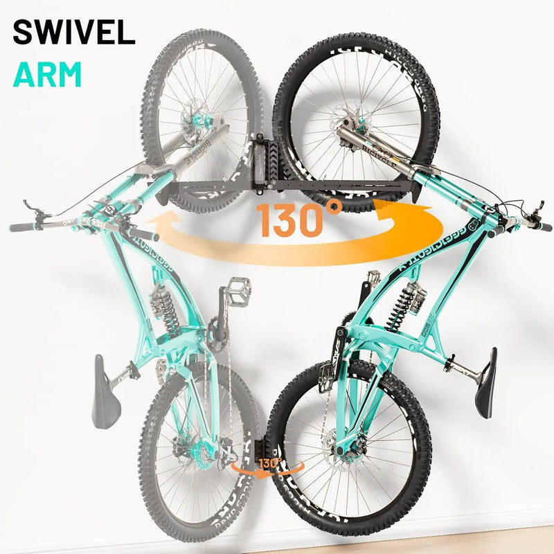 Swivel Bike Rack Wall Mount, Bike Hangers for Garage, Space-Saving Vertical Bike Holder, Holds up to 77 lbs, Bicycle Wall Hanger Storage, No Heavy Lifting Required Indoor Hanging Bike Rack-Black by GreenHaven Gardens