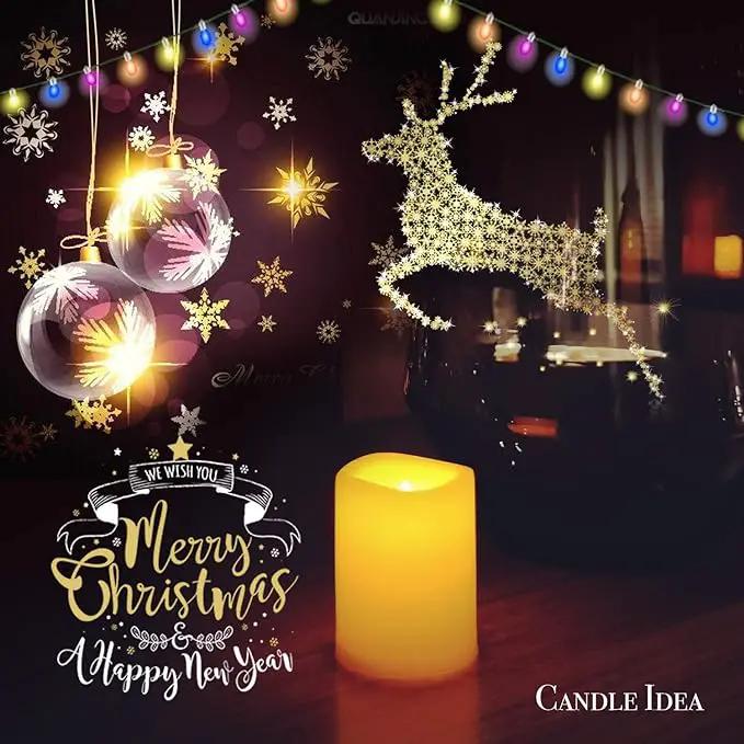 6 PCS Led Flickering Flameless Votive Tea Lights Candles with Remote Control Battery Operated/Electric Outdoor Tealights Timer Candle for Christmas,Xmas Decorations (Batteries Included) 200Hours by GreenHaven Gardens