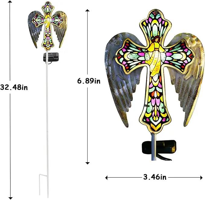 TEDOF Solar Glass Cross Stake Lights Outdoor Garden Lights,Cemetery Decorations for Grave,Jesus Cross Angel Wings Memorial Gifts for Mom,Yard Lawn Garden Patio Christmas Decor by GreenHaven Gardens