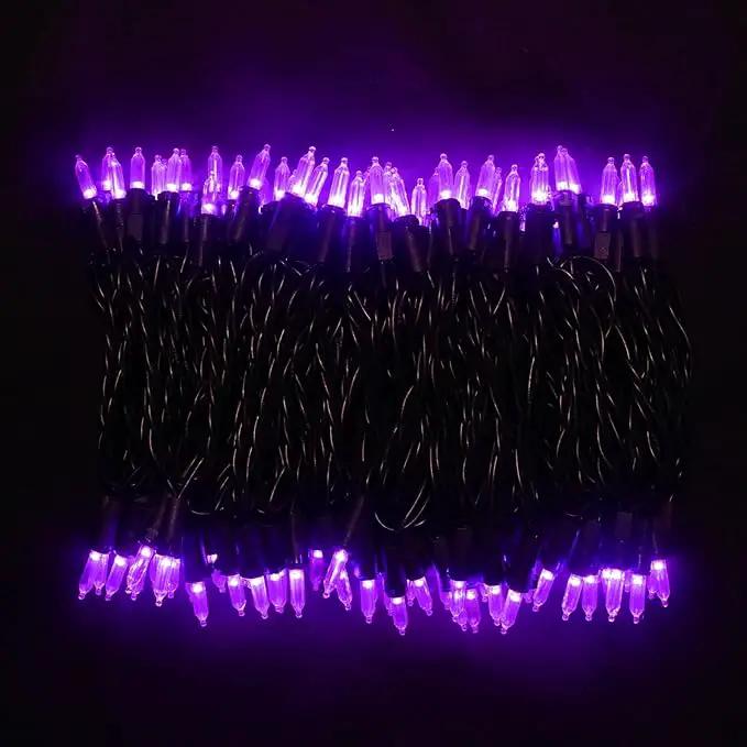 Purple Halloween LED Lights - 2 Pack 100 Count Purple Christmas String Lights for Tree, Party, Holiday, Indoor/Outdoor Halloween Decorations, 2 Sets 33 Feet Black Wire, UL Certified, Connectable by GreenHaven Gardens