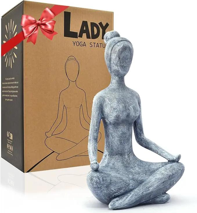 Goodeco Zen Lady Garden Outdoor Statue - Resin Collectible Figurines for Home Decor Accents & Shelf Decoration, Great Gift Ideas, 11.4 Inches (Grey) by GreenHaven Gardens