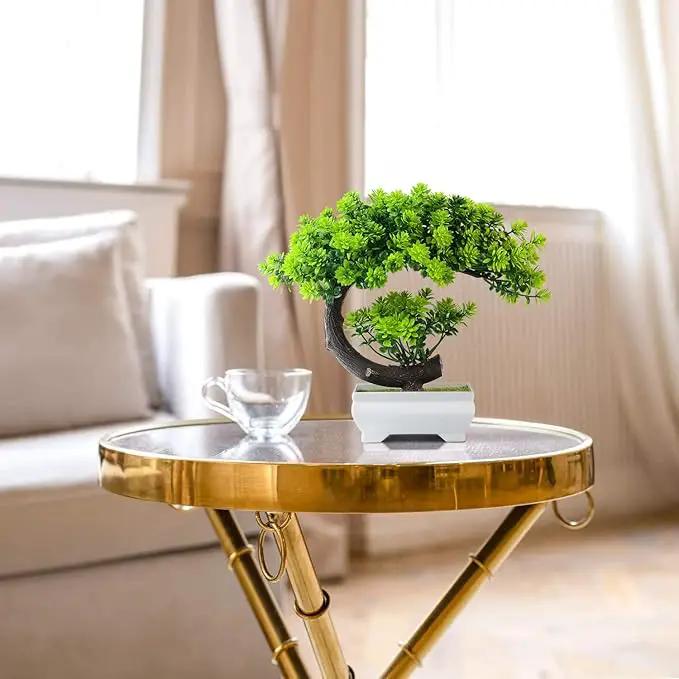 Small Artificial Plants Greenery Desktop Bonsai - Green Plastic Fake Plants for Home Decor, Indoor Bookshelf, Office Desk and Bathroom Room Decor, Tall 8.5" by GreenHaven Gardens