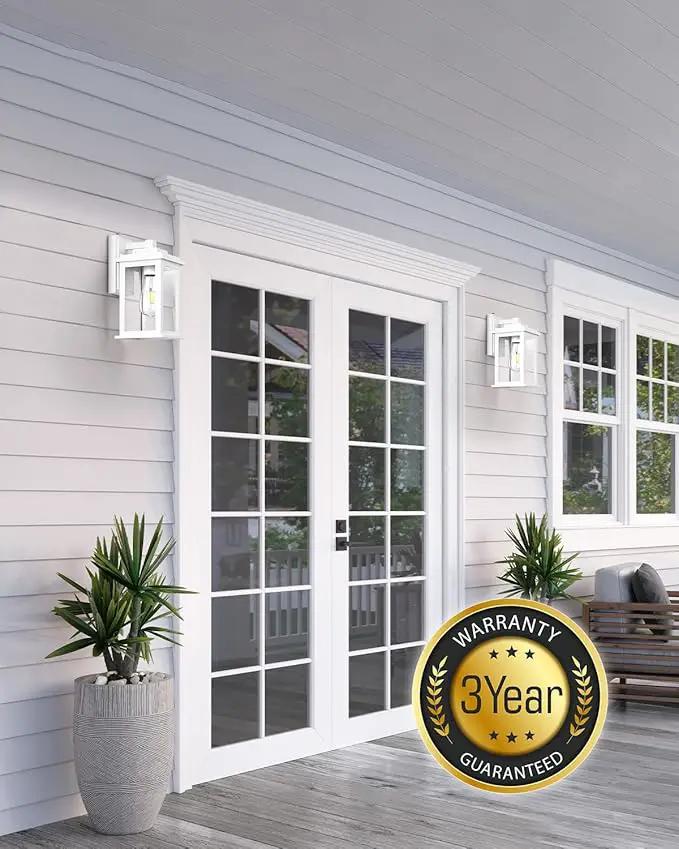 VIANIS White Outdoor Wall Lights, 2 Pack Dusk to Dawn Exterior Lighting Fixtures, Modern Outside Lights for hHouse,Porch, Garage, Doorway Waterproof, Weather Resistant,Hardwired, Non-Solar by GreenHaven Gardens