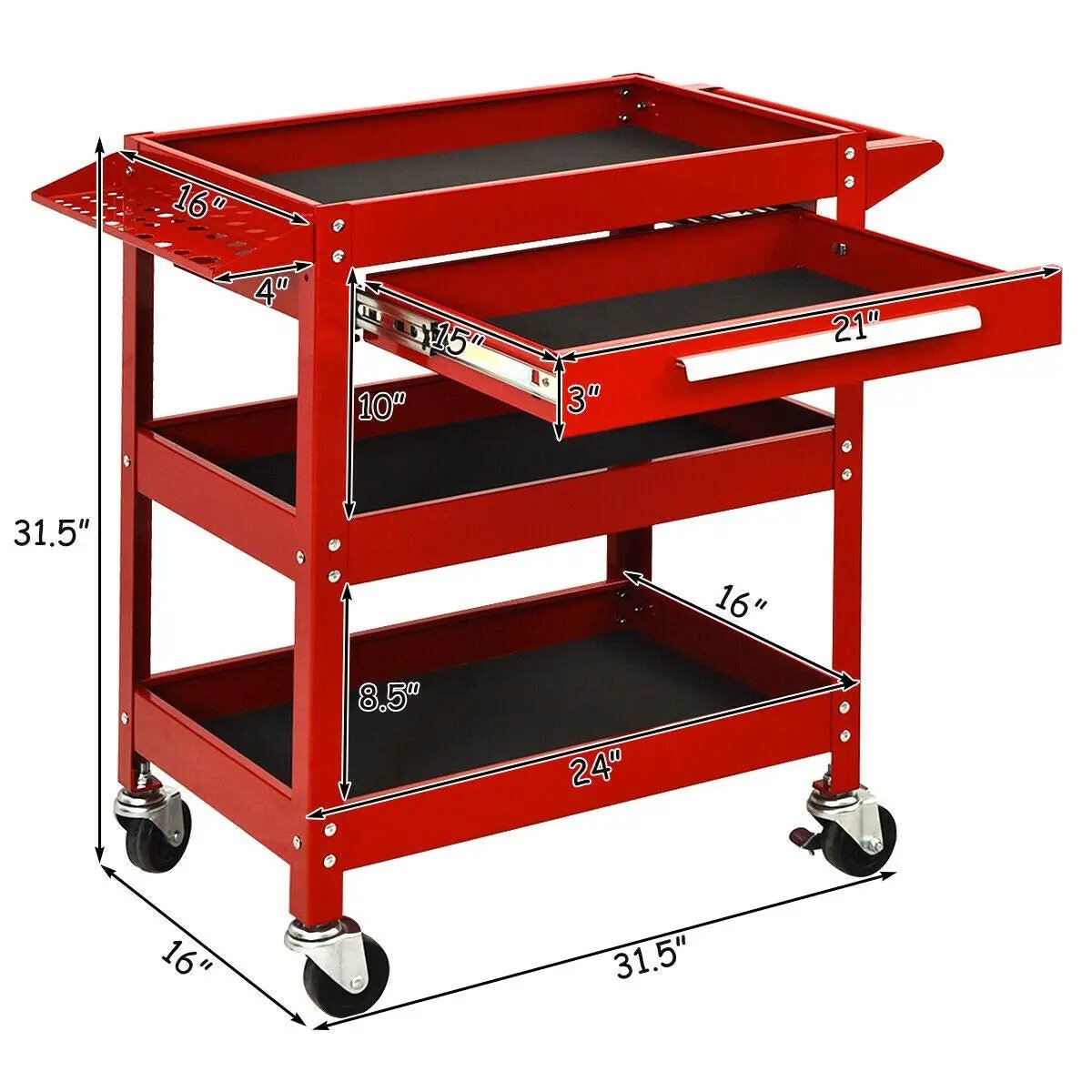 Rolling Tool Cart Mechanic Cabinet Storage ToolBox Organizer with Drawer, photo 8 of 15