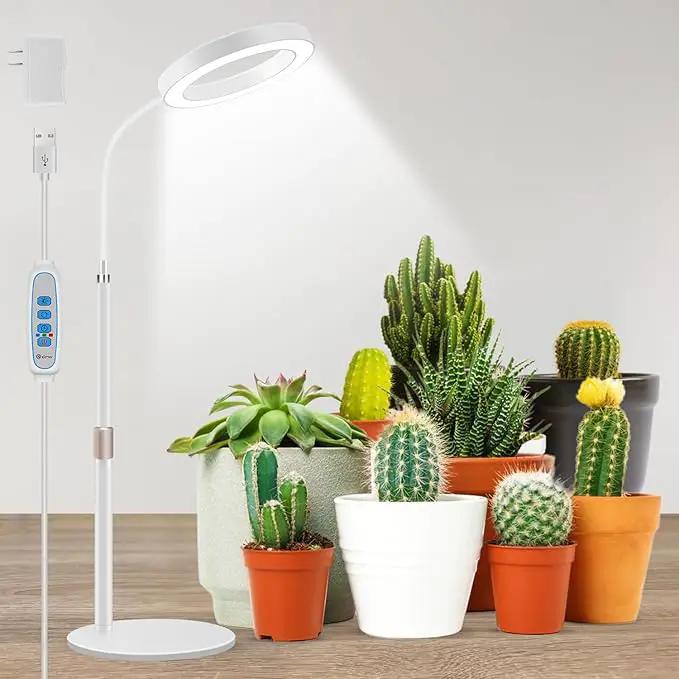 Grow Lights for Indoor Plants, Full Spectrum Desk Plant Light for Growing Small Plant, 80 LED Halo Plant Grow Light with Base, 6/12/16H Timer, 3 Light Modes,Height Adjustable 16.5-24.5" by GreenHaven Gardens