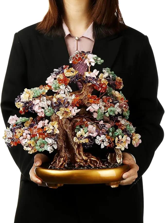 Comeon Large Crystal Quartz Lucky Tree Gem Tree for Office Home Feng Shui Decoration for Wealth/Fortune and Luck (Mix-Gemstone) by GreenHaven Gardens