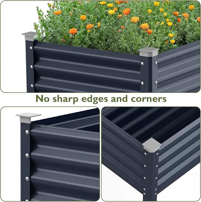 Raised Garden Bed with Legs, 48×24×32in Large Galvanized Elevated Planter Box, Metal Raised Beds for Gardening Backyard Patio Balcony, 400lb Capacity (Navy Blue) by GreenHaven Gardens