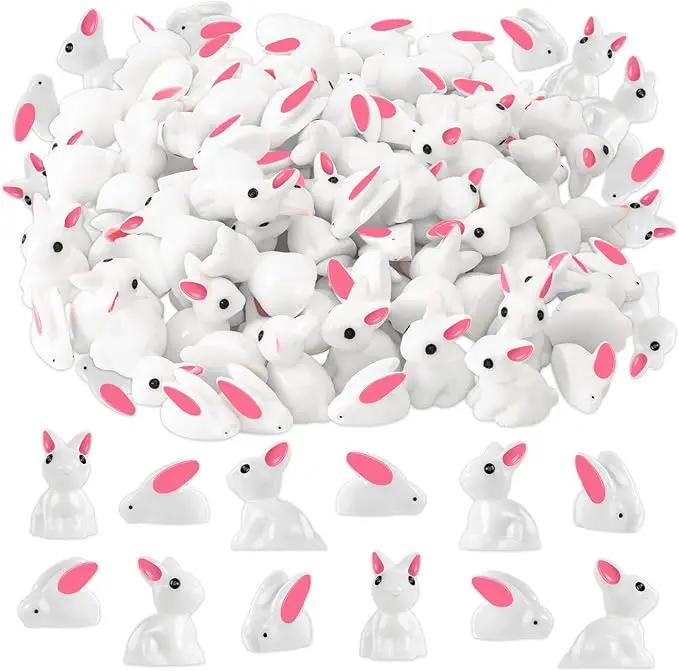 Miniature Rabbit Figurines, 100Pcs Mini Resin Bunny Animals Toy, Miniature Rabbit for Landscape Ornaments Miniature Garden Decor Potted Plant,Cake Topper Decoration by GreenHaven Gardens
