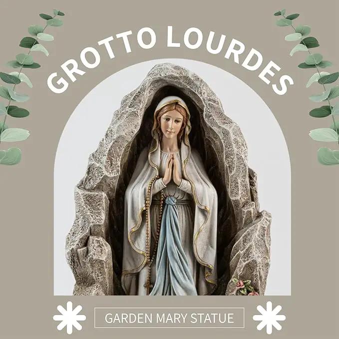 Our Lady of Lourdes Statue - 18 Inches Virgin Mary Statue Catholic Garden Decor, Our Lady of Lourdes Grotto Sculpture for Home Yard Patio Lawn Hallway Decor by GreenHaven Gardens