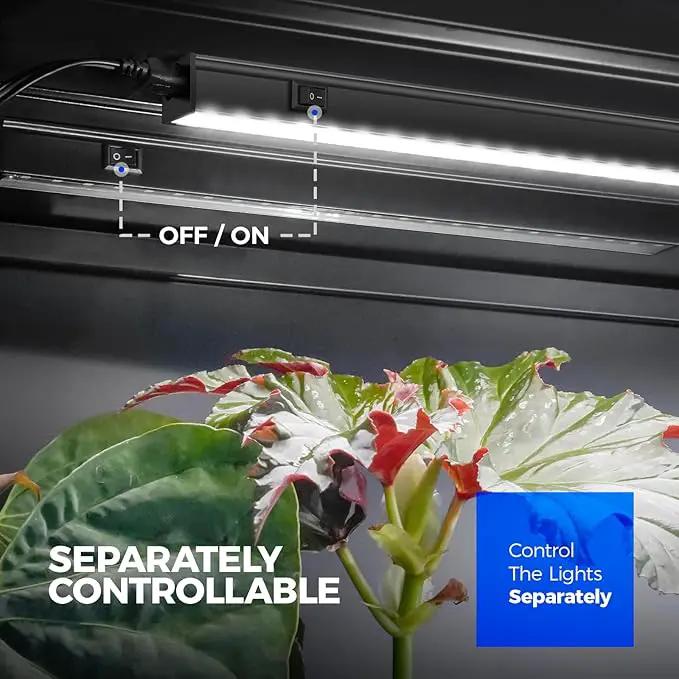 Barrina Plant Grow Lights, 5000K Full Spectrum Daylight White, T5 LED Grow Light Strips, 1ft Growing Lamp with Magnetic Bar, Plant Lights for Indoor Plants, Greenhouse, Black Cover, Linkable, 8 Packs by GreenHaven Gardens