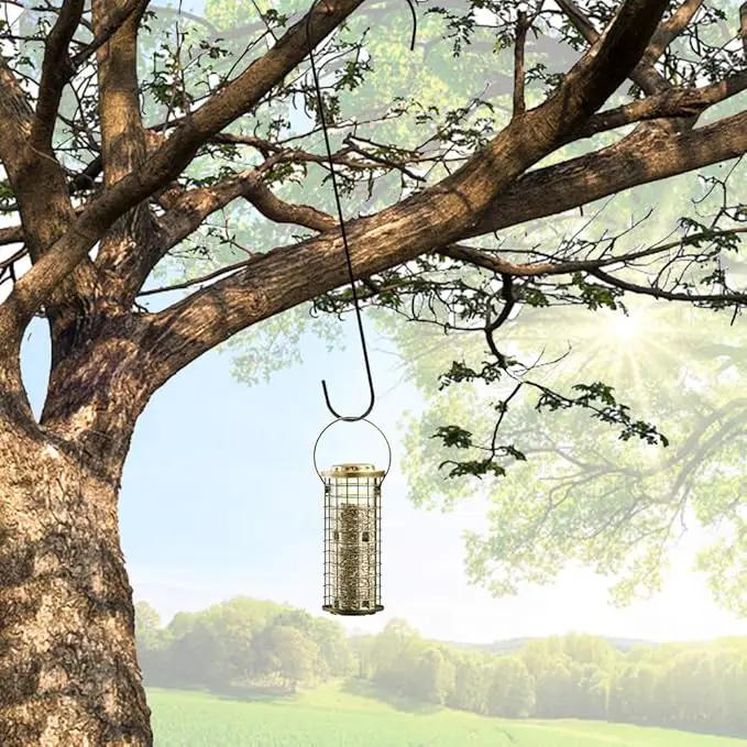 24 Inch Large Tree Branch Hooks, 6 Pack Extra Long Metal Black S Hooks for Hanging Plants, Garden Hooks for Hanging Bird Feeders,Plant Hooks Outdoor Hanging Basket-Outdoor or Indoor Use by GreenHaven Gardens
