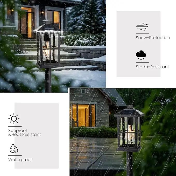 31" Solar Pathway Lights Outdoor, Dusk to Dawn Aluminum Lamp Post with Remote Control & Pole Mount Base - IP44 Waterproof, 3 Brightness Modes for Lawn, Patio, Driveway, Garden Decoration by GreenHaven Gardens