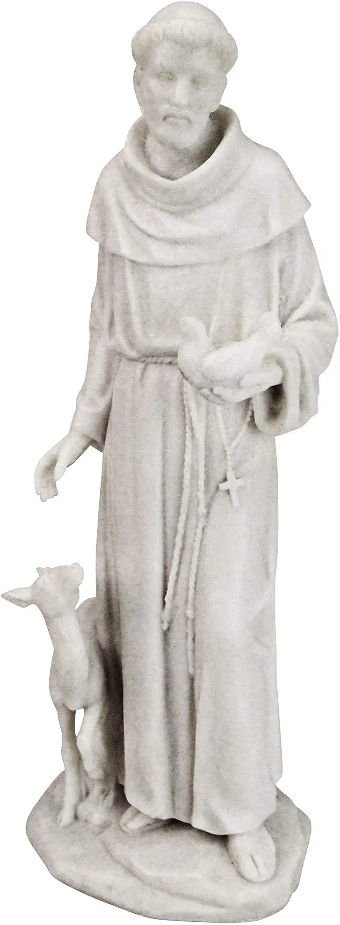 Design Toscano Francis of Assisi, Patron of Animals Religious Statue Figurine, 11 inches tall, Cast Marble Resin, White Finish by GreenHaven Gardens