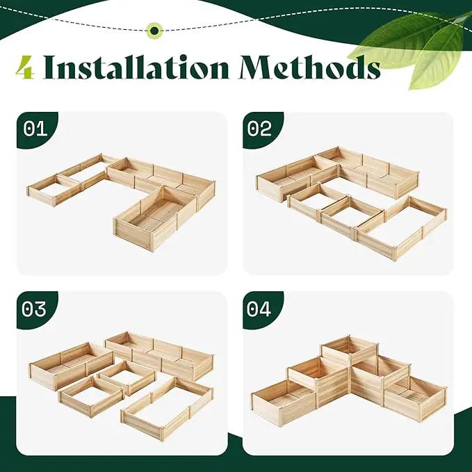 AMERLIFE 3-Tier Raised Garden Bed for Outdoor Gardening, Fir Wood Planter Box with Dividers, Tool-Free Assembly, Garden Box Perfect for Vegetables, Herbs, and Flowers by GreenHaven Gardens