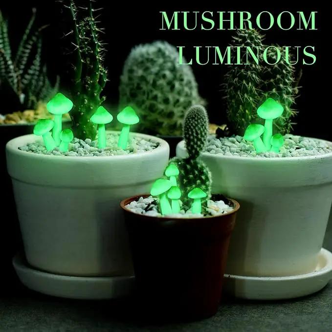 Taiyin 5 Pcs Luminous Mushroom Miniature Garden Mushrooms Outdoor Decor Waterproof Glow in The Dark Yard Decor for Fairy Outdoor Garden Micro Landscape Christmas Tree Decor by GreenHaven Gardens