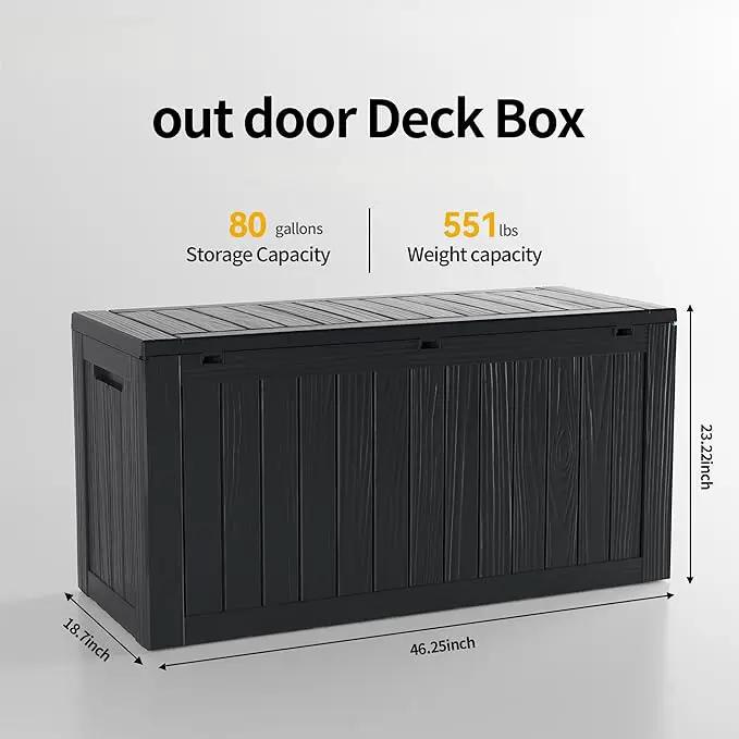 80 Gallon Outdoor Storage Box Waterproof Lockable Resin Deck Box Large, Patio Storage Bin for Pool Accessories Cushion Furniture, Garden Tools, UV-Resistant Outside Delivery Black by GreenHaven Gardens