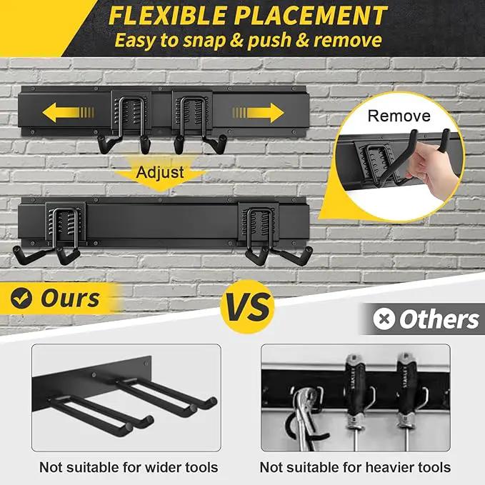 48 Inches Garage Storage, Garage Organization, Wall Mount Garden Tool Organizer, 440lbs Adjustable Heavy Duty Metal Hanging Hooks, Yard Rack Hanger System Shovel Rake Broom Ladder Holder, Men Gift by GreenHaven Gardens