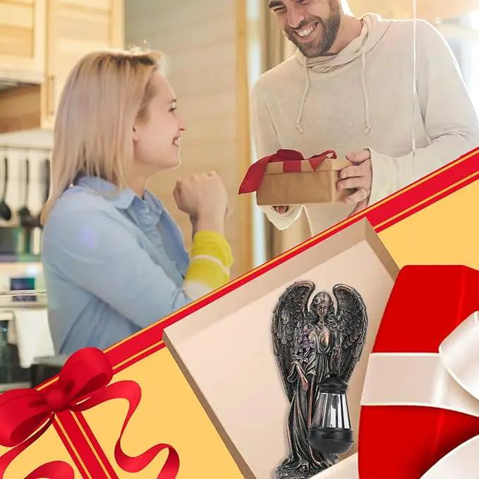 Solar Angel Outdoor Garden Decor Statues – 13.2 inches Solar Outdoor Sculptures for Outside Yard Art Patio Balcony Front Lawn Ornaments Gifts for Mom Grandma Women（Bronze） by GreenHaven Gardens