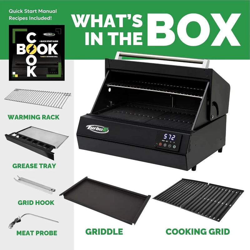 Turbo E Outdoor Electric Grill by PLUGNGRILL - High-Power 1700W Infrared Grill Technology - 24-Inch Smart BBQ Grill with Probe & Digital Display for Precise Cooking & Searing (Turbo E Griddle Set) by GreenHaven Gardens