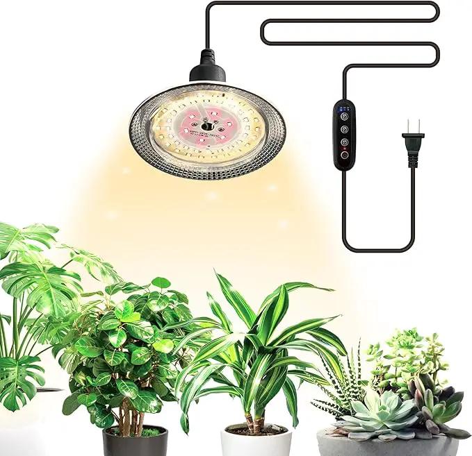 Grow Light Bulbs Indoor Plants Lights Adjustable Cord,Timer, Full Spectrum Plant Growing Lamp for Seedling,Greenhouse,Seedlings (1 Light (14.7ft)) by GreenHaven Gardens