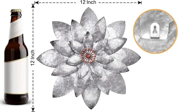 EASICUTI Bohemian Galvanized Metal Flower Wall Decor Metal Wall Art Decorations Hanging For Indoor Outdoor Home Bathroom Kitchen Dining Room Bedroom Living Room Or Wall Sculptures 12 Inch by GreenHaven Gardens
