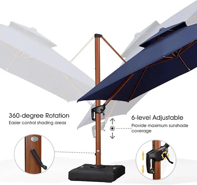 PURPLE LEAF 10ft Patio Umbrella with Base Outdoor Square Umbrellas Large Cantilever Umbrella Windproof Offset Umbrellas Heavy Duty Sun Umbrella for Garden Deck Pool Patio, Navy Blue by GreenHaven Gardens