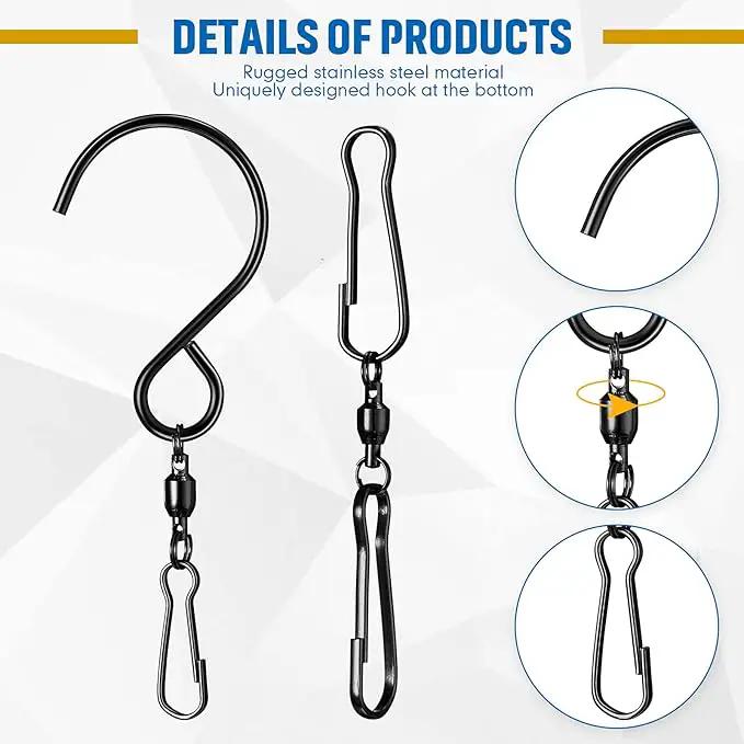 Jetec Wind Spinner Swivel Hooks 360 Degree Dual Spinning Windsock Chime Supplies Hanger Swivels Clip Hanging Hooks with Storage Box for Wind Spinners Supply, 2 Styles (Black,20 Pieces) by GreenHaven Gardens