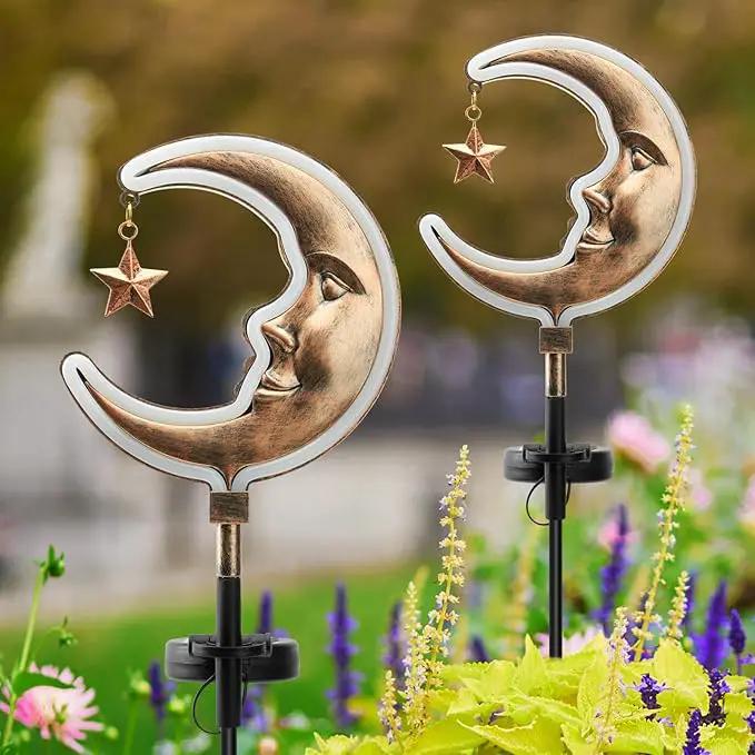 Solar Outdoor Garden Lights - Outdoor Decor Butterfly Neon Lamp Patio Path Decor(2 Pack) (Copper Moon) by GreenHaven Gardens