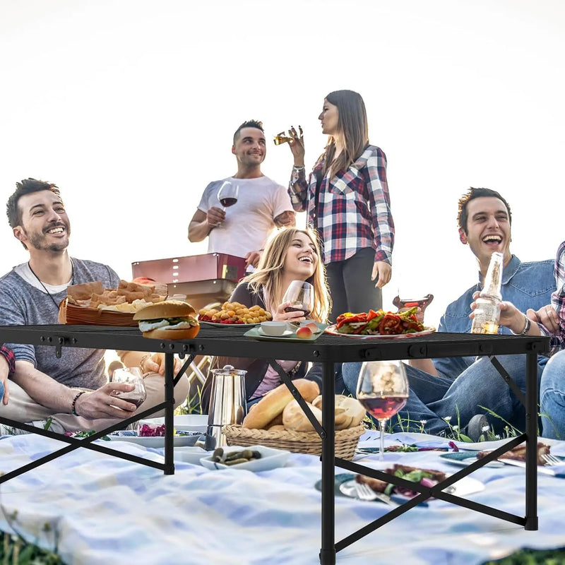 Folding Gril Table, 4x2 FT Camping Table with Mesh Desktop,Height Adjustable Folding Grill Table with Mesh Bag,Portable Outdoor for Picnic,Camping,BBQ,Beach(Black) by GreenHaven Gardens