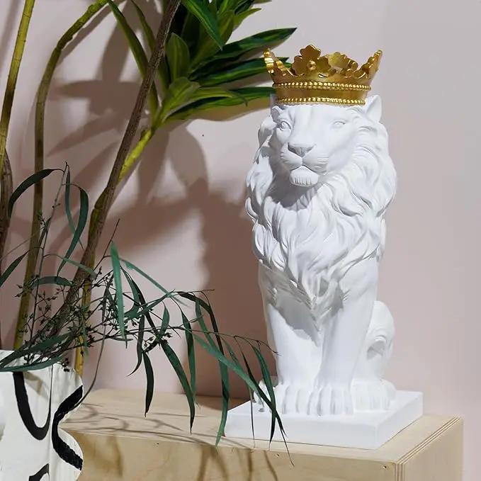LCdecohome Sculptures Home Decor Lion Statue 15 Inch White Lion Decoration for Living Room 8.5 * 5.5 * 15 Inch by GreenHaven Gardens