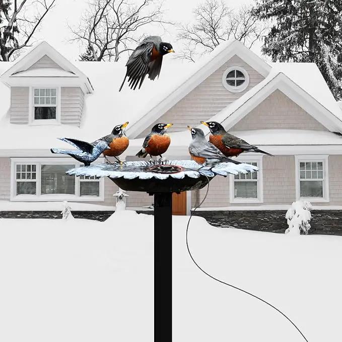 Bird Bath Heater Pond Heater 70W Shallow Water Pond deicer Energy-Saving, thermostatically Controlled Winter Outdoor with a Protective Socket Cover (with Water Pump) by GreenHaven Gardens