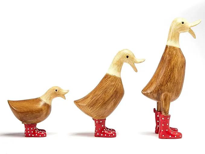 GUTE Duck Yard Decorations Yard Art Garden Puddle Ducks with Spotted Wellies Boots, Set of 3 - Garden Decor Statues, Duck Figurine Statue - Waterproof Indoor & Outdoor Lawn Gnome Ornament by GreenHaven Gardens