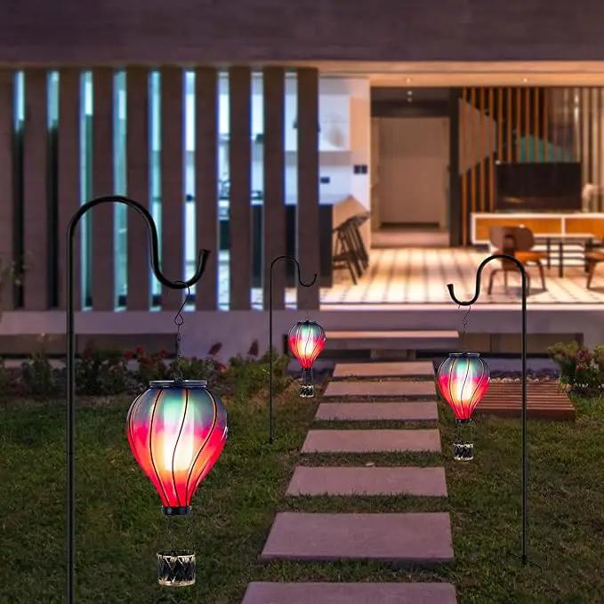 Starsoul Glass Hot Air Balloon Solar Lantern with Flickering Flame Light Blue & Purple Solar Powered Hot Air Balloon Lamp Waterproof Hanging Solar Lantern for Garden Yard Patio Porch Decor by GreenHaven Gardens