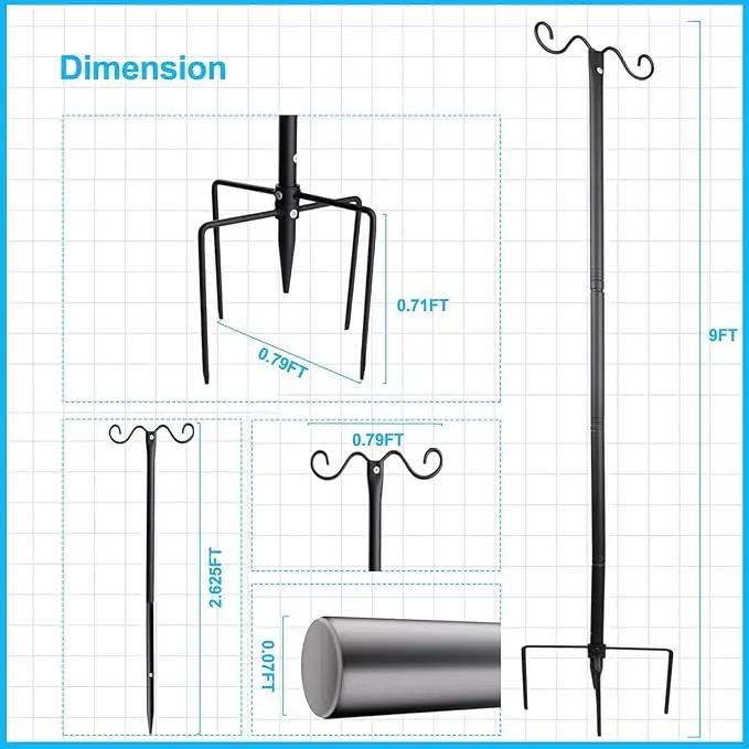 Lightdot Outdoor String Light Poles, 9FT Metal Patio Light Poles Post for Outside with Fork for Outside Hanging Backyard Garden, Deck Lighting Stand for Parties, Wedding, Halloween Decor -6Pack by GreenHaven Gardens